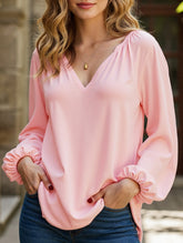 Casual V-neck long-sleeved shirt