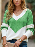 Pullover contrast print V-neck long-sleeved shirt