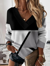 Pullover loose V-neck long-sleeved shirt