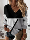 Pullover loose V-neck long-sleeved shirt