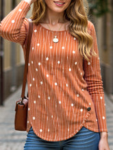 Round neck long sleeve loose pullover shirt