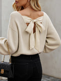 Casual loose v-neck solid color sweater