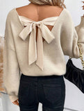 Casual loose v-neck solid color sweater