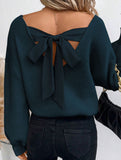 Casual loose v-neck solid color sweater