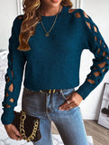 hollow striped long-sleeved top