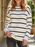 Fashionable and sexy striped boat neck top