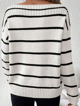 Fashionable and sexy striped boat neck top