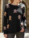 Christmas cartoon embroidered crew neck sweater