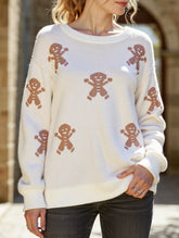 Christmas cartoon embroidered crew neck sweater