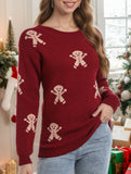 Christmas cartoon embroidered crew neck sweater