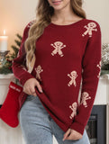 Christmas cartoon embroidered crew neck sweater