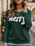 Christmas letter long-sleeved crew neck sweater