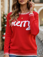 Christmas letter long-sleeved crew neck sweater