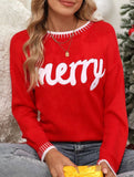 Christmas letter long-sleeved crew neck sweater