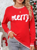 Christmas letter long-sleeved crew neck sweater