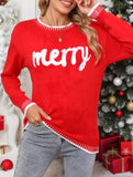 Christmas letter long-sleeved crew neck sweater