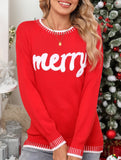 Christmas letter long-sleeved crew neck sweater