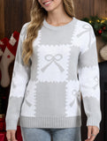 Christmas Plaid Bow Contrast Sweater