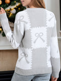 Christmas Plaid Bow Contrast Sweater