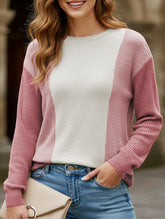 Loose casual stitching crew neck sweatshirt