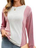 Loose casual stitching crew neck sweatshirt