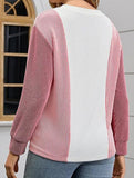 Loose casual stitching crew neck sweatshirt