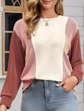 Loose casual stitching crew neck sweatshirt