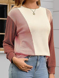 Loose casual stitching crew neck sweatshirt