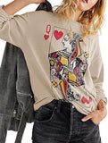 Casual printed loose long-sleeved sweatshirt