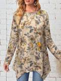 floral print crew neck long-sleeved top