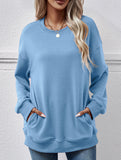 Loose crew neck fleece sweatshirt