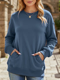 Loose crew neck fleece sweatshirt