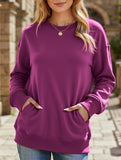 Loose crew neck fleece sweatshirt