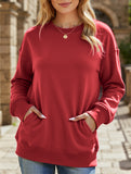 Loose crew neck fleece sweatshirt