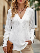 Button-down lace embroidered shirt
