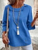 Lapel three-quarter sleeve casual T-shirt top