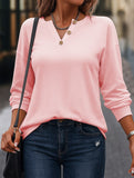 Casual V-neck long-sleeved pullover sweatshirt