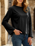 Casual long-sleeved crew neck T-shirt