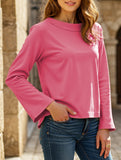 Casual long-sleeved crew neck T-shirt