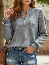 Casual knitted zipper long-sleeved sweatshirt