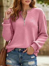 Casual knitted zipper long-sleeved sweatshirt