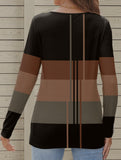 Casual round neck striped long-sleeved T-shirt