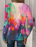 Geometric V-neck zip-up regular top