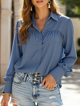 BUTTON DOWN DAILY BASIC BLOUSE