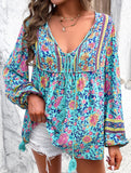 Bohemian print long-sleeved T-shirt