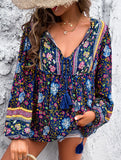 Bohemian print long-sleeved T-shirt