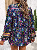 Bohemian print long-sleeved T-shirt