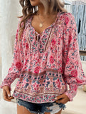 Casual holiday print long-sleeved T-shirt