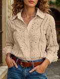 Casual loose hollow puff sleeve cardigan