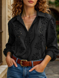 Casual loose hollow puff sleeve cardigan
